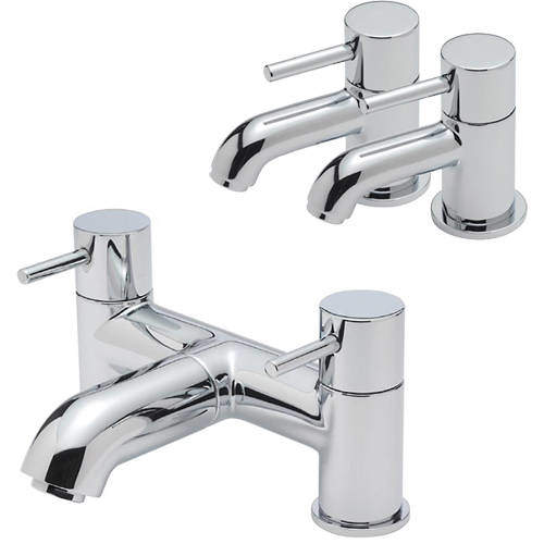 Tre Mercati Milan Basin Taps & Pillar Bath Filler Tap Pack (Chrome).