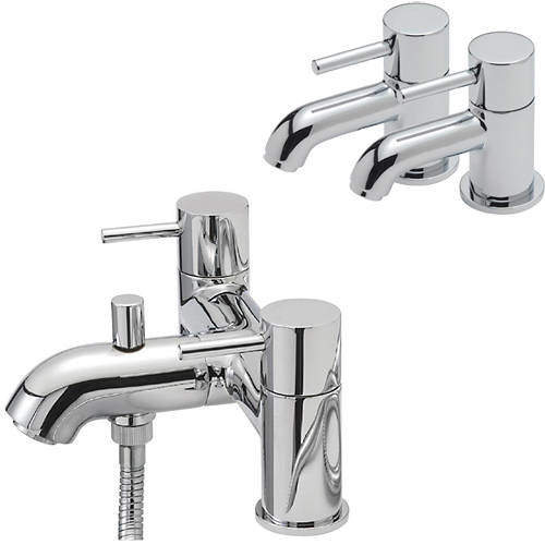 Tre Mercati Milan Basin Taps & Bath Shower Mixer Tap Pack (Chrome).