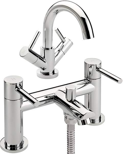 Tre Mercati Poppy Bath Shower Mixer & Basin Tap Set (Chrome).