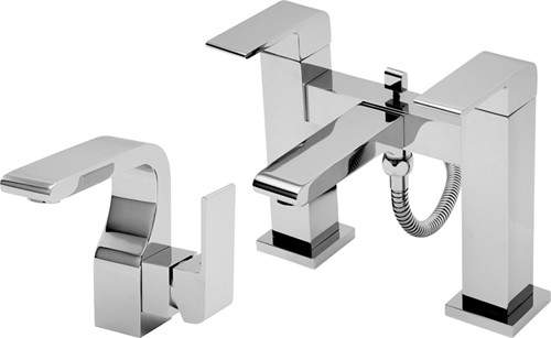 Tre Mercati Rubik Basin & Bath Shower Mixer Tap Set (Chrome).