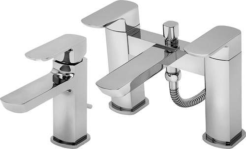 Tre Mercati Vamp Basin & Bath Shower Mixer Tap Set (Chrome).