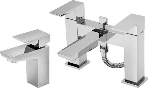 Tre Mercati Wilde Basin & Bath Shower Mixer Tap Set (Chrome).