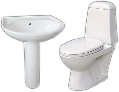 Thames Modern Comet four piece bathroom suite with 2 tap hole basin.