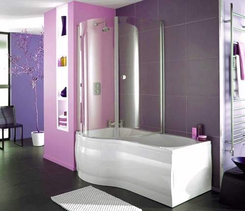 Thames Complete Shower Bath (Left Hand). 1700x750mm.