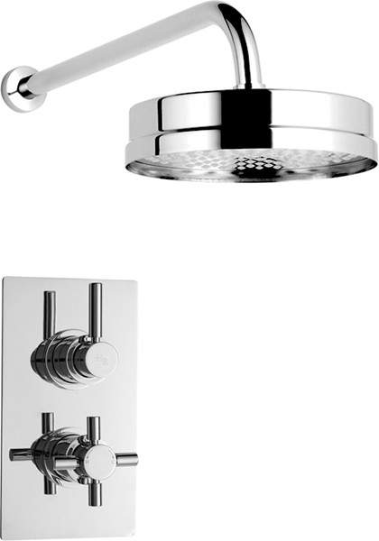 Hudson Reed Tec Twin Concealed Thermostatic Shower Valve & Fixed Head.