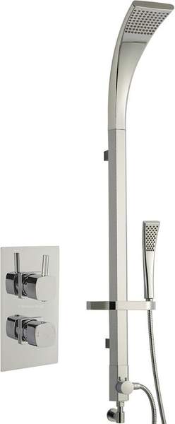 Hudson Reed Kia Twin Thermostatic Shower Valve & Modern Rigid Riser Kit.