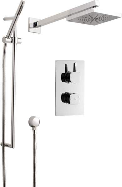 Hudson Reed Kia Twin Thermostatic Shower Valve, Diverter, Head & Slide Rail.