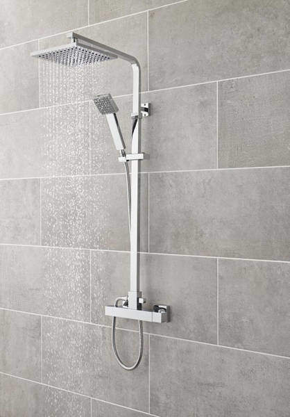 Ultra Showers Square Thermostatic Bar Shower Valve & Riser Kit.