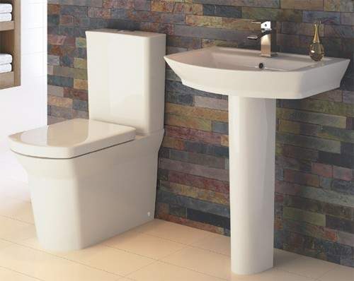 Hudson Reed Maya Flush To Wall Toilet With Basin & Full Pedestal.