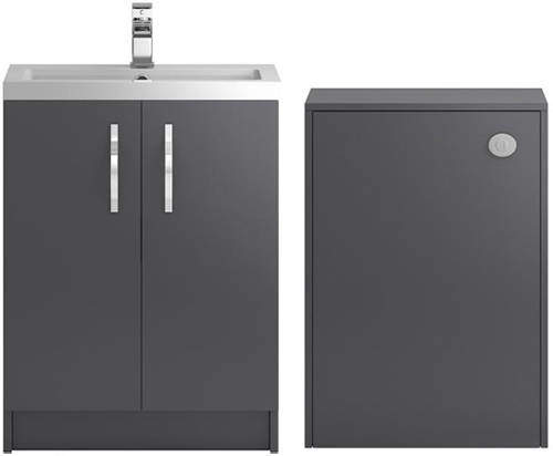 Hudson Reed Apollo Vanity Unit 600mm, Basin & WC Unit 600mm (Grey).