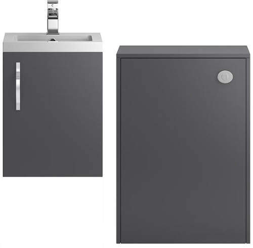 Hudson Reed Apollo Wall Vanity 400mm, Basin & WC Unit 600mm (Grey).