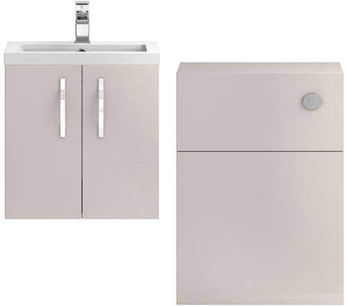 Hudson Reed Apollo Wall Vanity 500mm, Basin & WC Unit 600mm (Cashmere).