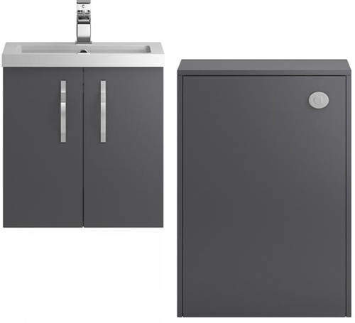 Hudson Reed Apollo Wall Vanity 500mm, Basin & WC Unit 600mm (Grey).