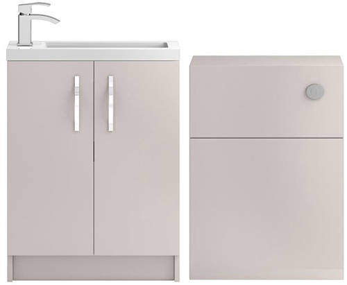 HR Apollo Compact Vanity Unit 600mm, Basin & WC Unit 600mm (Cashmere).