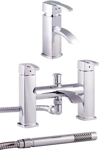 Hudson Reed Arcade Basin Mixer & Bath Shower Mixer Set (Free Shower Kit).