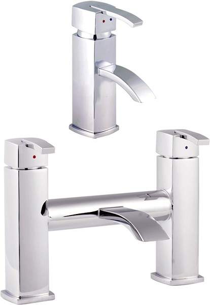 Hudson Reed Arcade Basin Mixer & Bath Filler Tap Set (Chrome).