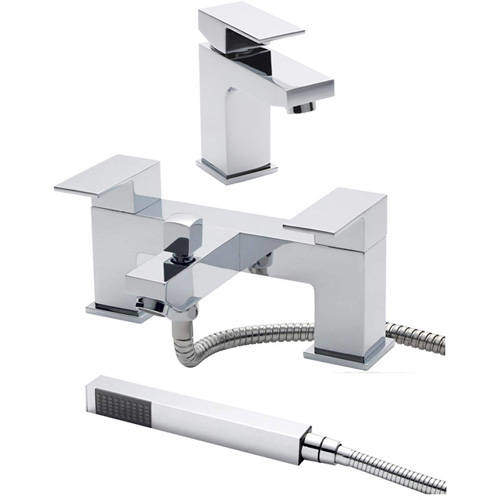 Hudson Reed Art Basin Mixer & Bath Filler Tap Set (Chrome).