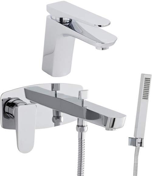 Hudson Reed Aspire Basin & Wall Mounted Bath Shower Mixer Tap Set.