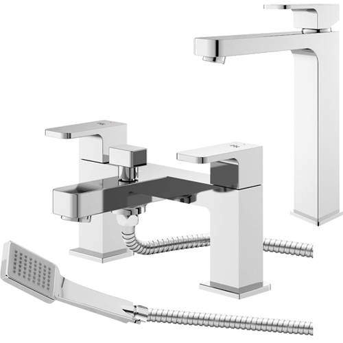 HR Astra Tall Basin & Bath Shower Mixer Tap Pack (Chrome).