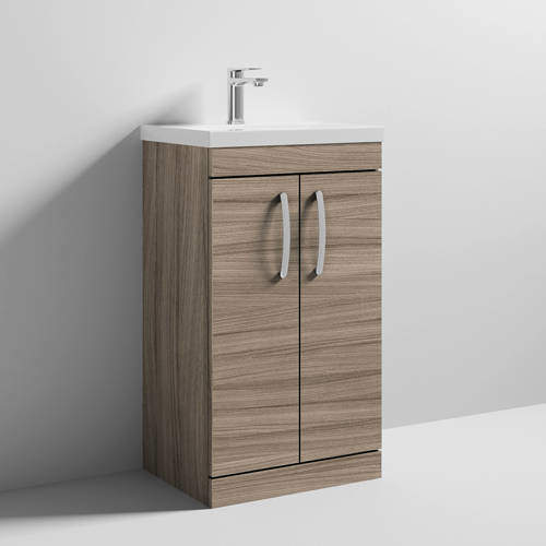 Nuie Furniture Vanity Unit With 2 x Doors & Basin 500mm (Driftwood).