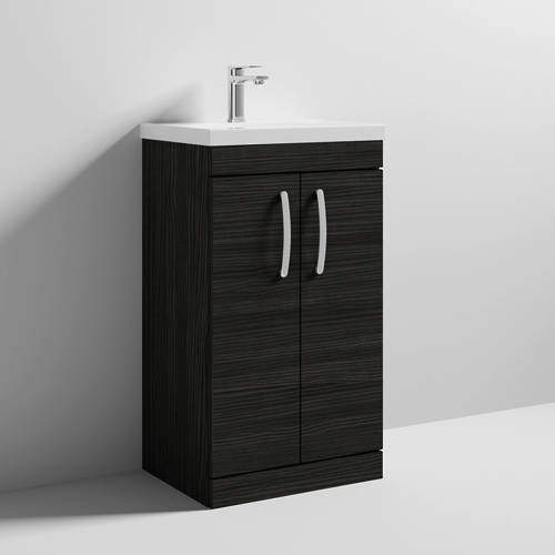 Nuie Furniture Vanity Unit With 2 x Doors & Basin 500mm (Hacienda Black).