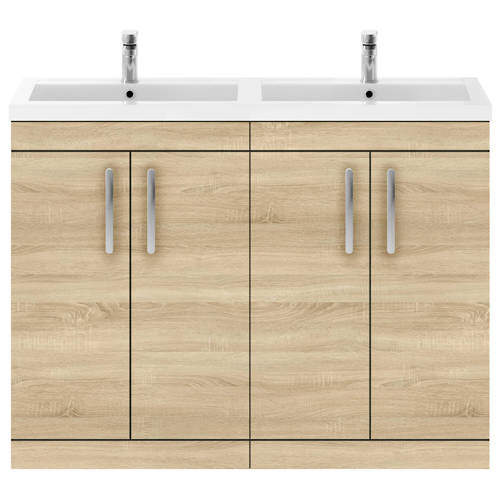 Nuie Furniture Vanity Unit With 4 x Doors & Double Basin (Natural Oak).