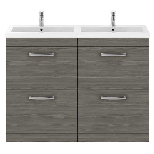 Nuie Furniture Vanity Unit With 4 x Drawers & Double Basin (Brown Grey Avola).