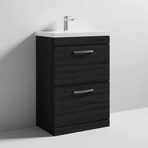 Nuie Furniture Vanity Unit With 2 x Drawers & Basin 600mm (Hacienda Black).