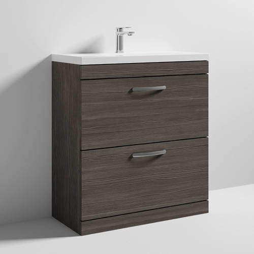 Nuie Furniture Vanity Unit With 2 x Drawers & Basin 800mm (Brown Grey Avola).