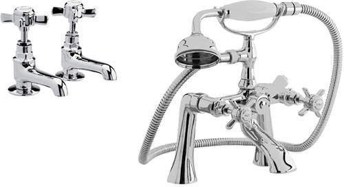 Nuie Beaumont Basin & Bath Shower Mixer Tap Pack (Chrome).