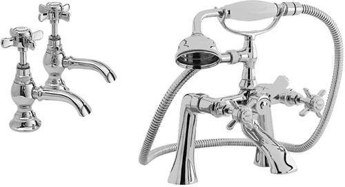 Nuie Beaumont Basin & Bath Shower Mixer Tap Pack (Chrome).