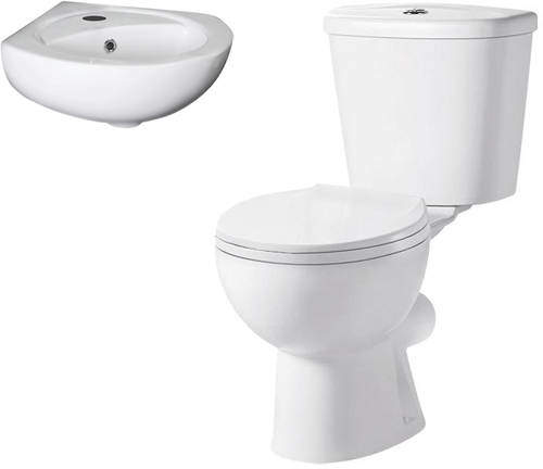 Premier Brisbane Toilet & Corner Wall Hung Basin Pack.