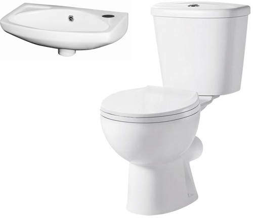 Premier Brisbane Toilet & 450mm Wall Hung Basin Pack.