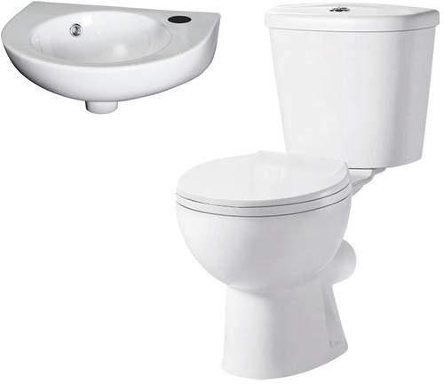 Premier Brisbane Toilet & 450mm Curved Fronted Wall Hung Basin Pack.