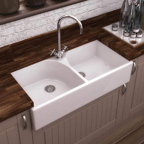 Ultra Butler Sinks Athlone Double Butler Sink 220x795x500mm (1 Hole).