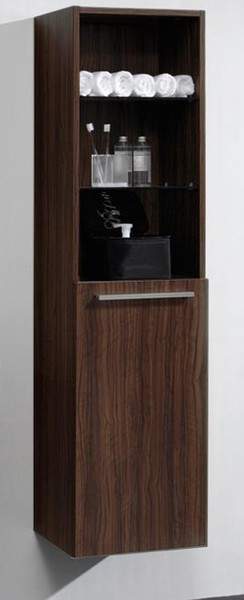 Ultra Glide Wall Hung Bathroom Storage Cabinet (Walnut).