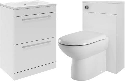 Ultra Design 600mm Vanity Unit Suite With BTW Unit, Pan & Seat (White).