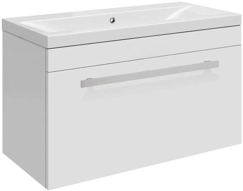 Ultra Design Wall Hung Vanity Unit With Option 2 Basin (White). 594x399mm.