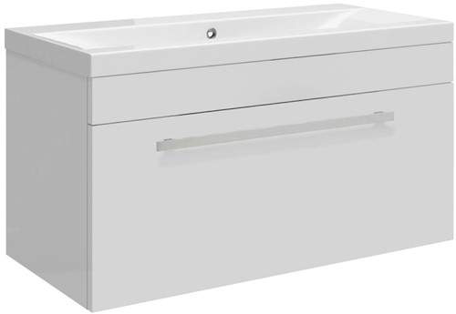 Ultra Design Wall Hung Vanity Unit With Option 1 Basin (White). 794x399mm.