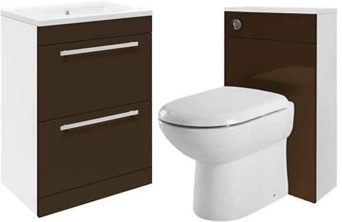 Ultra Design 600mm Vanity Unit Suite With BTW Unit, Pan & Seat (Brown).