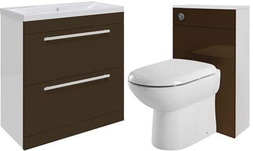 Ultra Design 800mm Vanity Unit Suite With BTW Unit, Pan & Seat (Brown).