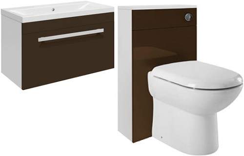 Ultra Design 600mm Vanity Unit Suite With BTW Unit, Pan & Seat (Brown).