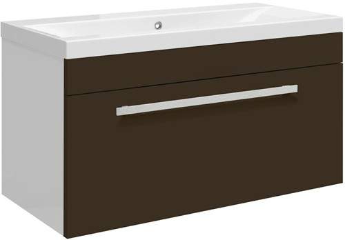 Ultra Design Wall Hung Vanity Unit With Option 1 Basin (Brown). 794x399mm.