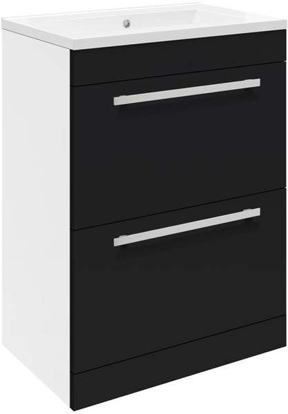 Ultra Design Vanity Unit With Option 2 Basin (Black). 594x800mm.