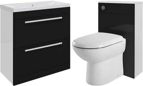 Ultra Design 800mm Vanity Unit Suite With BTW Unit, Pan & Seat (Black).