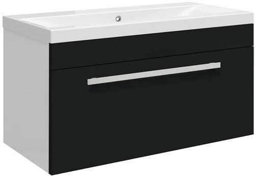Ultra Design Wall Hung Vanity Unit With Option 1 Basin (Black). 794x399mm.