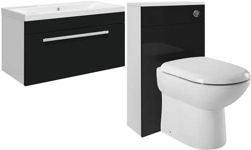 Ultra Design 800mm Vanity Unit Suite With BTW Unit, Pan & Seat (Black).