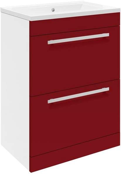 Ultra Design Vanity Unit With Option 2 Basin (Red). 594x800mm.