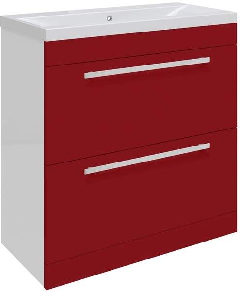 Ultra Design Vanity Unit With Option 2 Basin (Red). 794x800mm.