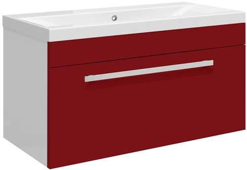 Ultra Design Wall Hung Vanity Unit With Option 1 Basin (Red). 794x399mm.